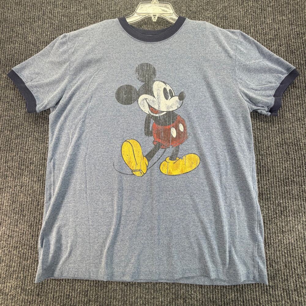 Disneyland Walt Disney World Mickey Mouse Blue Acid Wash T Shirt Large